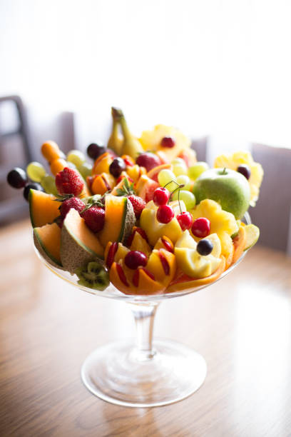 Fruit on a glass stand