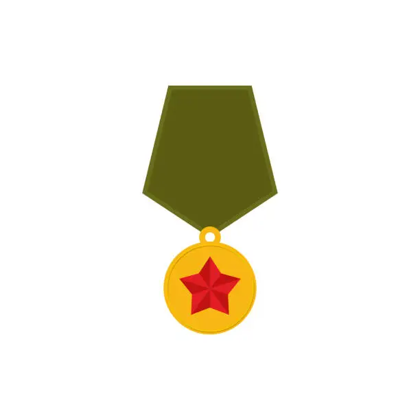 Vector illustration of Army Medal isolated. Military reward on white background.