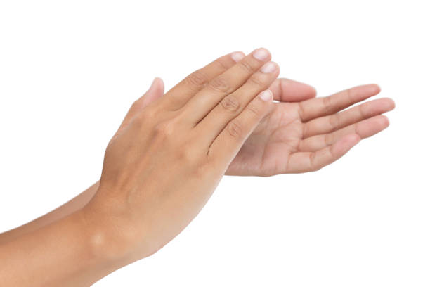 istock Women clapping hands, Applause isolated on white background 687315718