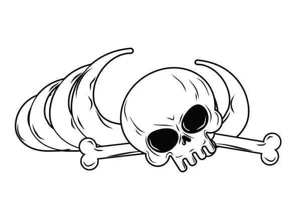Vector illustration of human remains  isolated. Bones, Skeleton and skull