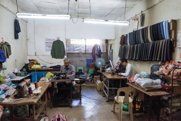 Tailor Shop at the Bolinao Wet Market in Pangasinan, Philippines. Bolinao, Philippines - April 14, 2017: Tailor Shop at the Bolinao Wet Market in Pangasinan, Philippines. pangasinan stock pictures, royalty-free photos & images