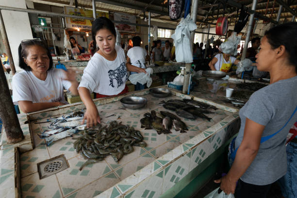 Bolinao Wet Market in Pangasinan, Philippines. Bolinao, Philippines - April 14, 2017: Bolinao Wet Market in Pangasinan, Philippines. pangasinan stock pictures, royalty-free photos & images