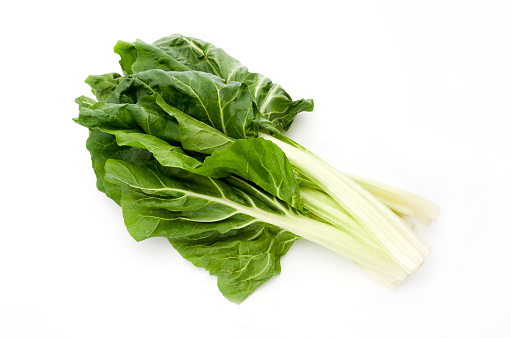 chard leaves on a white background