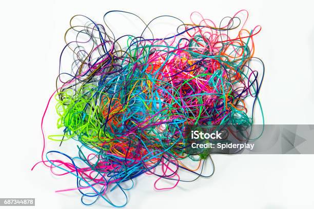 Tangled Lanyard Strings Stock Photo - Download Image Now - String, Tangled, Chaos