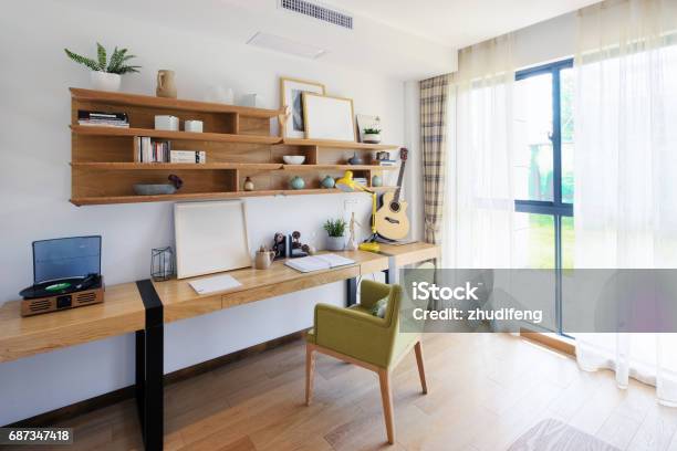 Interior Of Modern Study Stock Photo - Download Image Now - Home Office, Domestic Room, Indoors