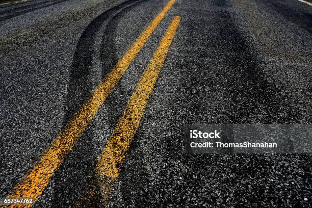 Crossing The Double Yellow Stock Photo - Download Image Now - Crash, Misfortune, Road