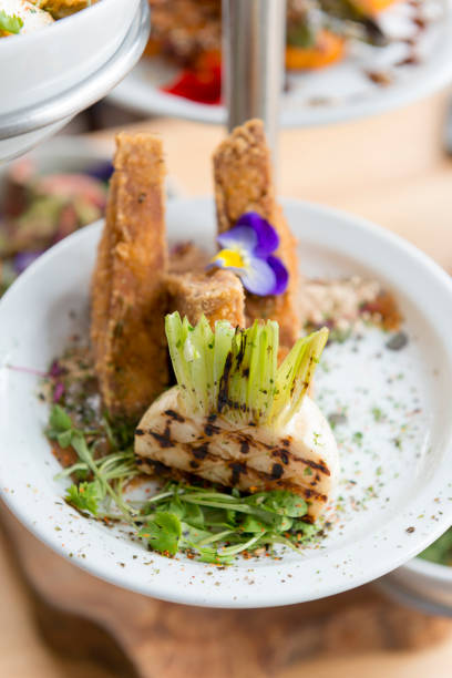 istock Grilled Turnip with Fried Tofu on Plate 687359612