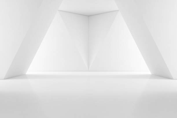 design intérieur moderne de showroom avec plancher vide et un fond de mur blanc - white desert photos et images de collection