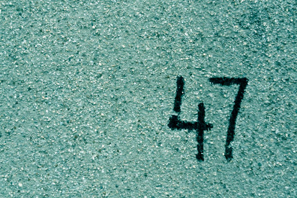istock number fourty seven on cyan plaster wall 687383036
