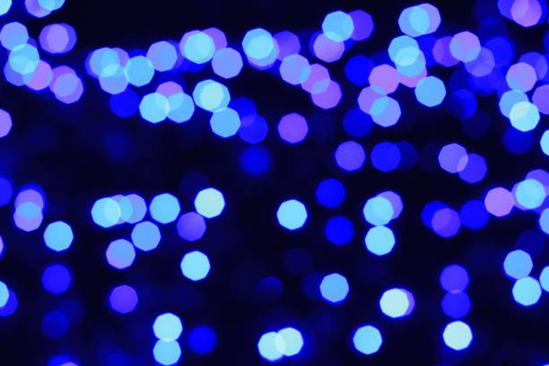 blue and white light bubbles, abstract background, bokeh blur effect