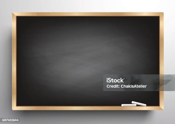 Blackboard Hintergrund Holzrahmen Ausradiert Schmutzig Tafel Vektorillustration Stock Vektor Art und mehr Bilder von Schreibtafel