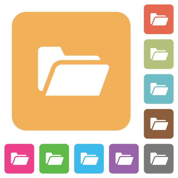 Folder open rounded square flat icons Folder open icons on rounded square vivid color backgrounds. open access repository stock illustrations