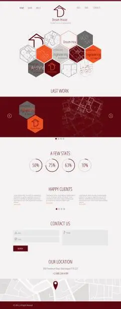 Vector illustration of Flat vector design D company web landing page