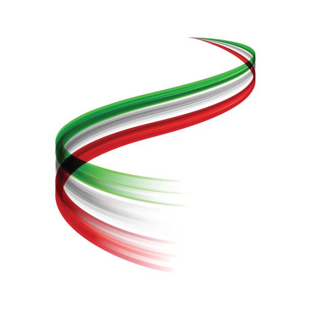추상적인 벡터 웨이크 이동, 동적 이탈리아 깃발 개념 - italian flag stock illustrations