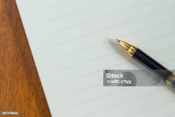 Letter And Pen Stock Photo - Download Image Now - Ballpoint Pen, Brown, Close-up