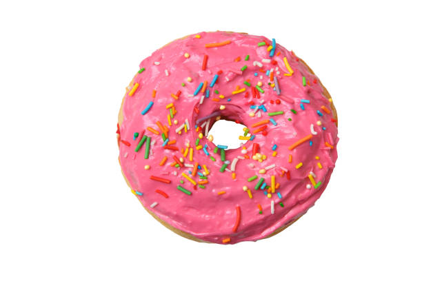 istock Delicious pink donut with sprinkles 687421164