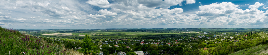 Rural scene valley, panoramic view