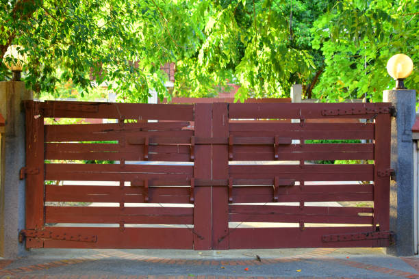 istock An Old Wooden Gate on the Main Entrance 687434874