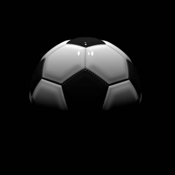 istock realistic football or soccer ball on black background in 3D rendering 687445074