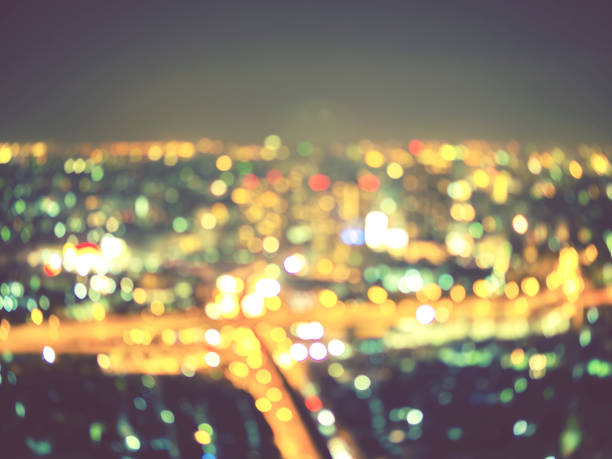 istock Blurred sky city view, rooftop view at night 687446042