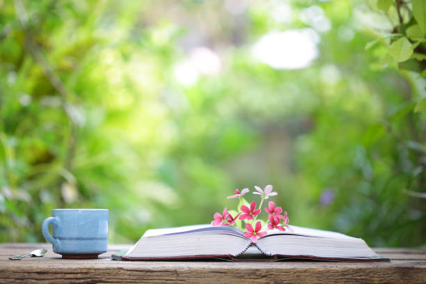 istock blue vintage cup and notebooks at out door 687449932