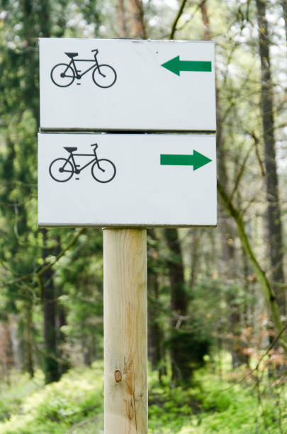 istock Signpost on the bicycle route 687463188