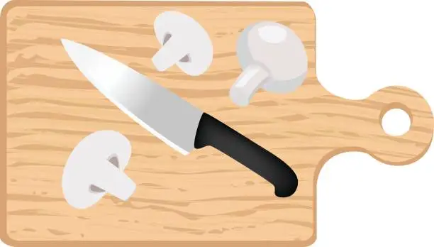 Vector illustration of Cutting Board With Knife Mushroom