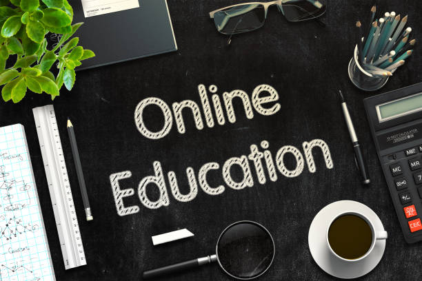istock Online Education Concept on Black Chalkboard. 3D Rendering 687472458