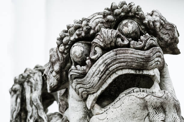 istock Black and white image of Chinese Stone Lion. 687476242
