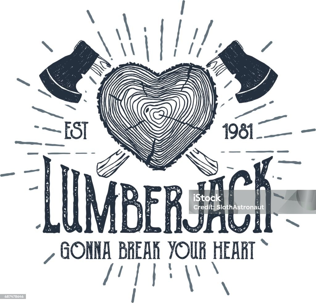 Logs Label Lettering Hand Drawn Label With Textured Log Vector Illustration Stock ...