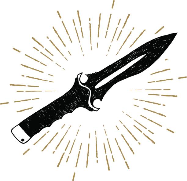 handgezeichnete symbol mit einer strukturierten jagd-messer-vektor-illustration - weapon dagger hunting hunter stock-grafiken, -clipart, -cartoons und -symbole