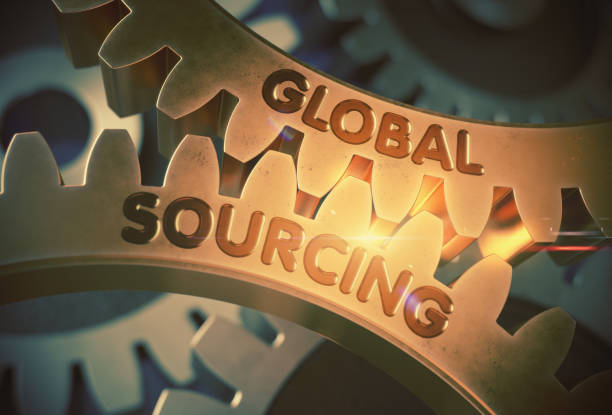 istock Golden Gears with Global Sourcing Concept. 3D Illustration 687482686