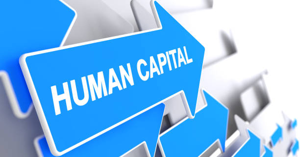 Human Capital - Message on Blue Pointer. 3D stock photo