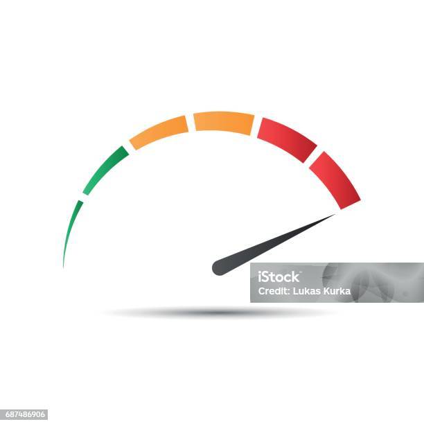Color Vector Tachometer Speedometer Icon Performance Measurement Symbol Stock Illustration - Download Image Now