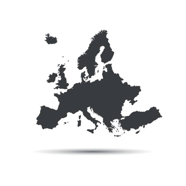 ilustraciones, imágenes clip art, dibujos animados e iconos de stock de mapa de ilustración vectorial simple de unión europea - europa