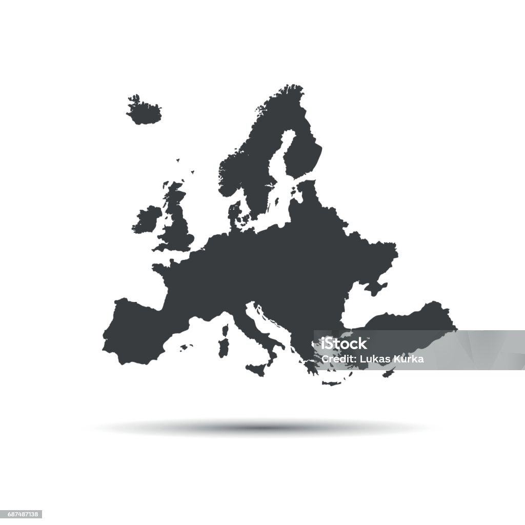 Mapa de ilustração vetorial simples da União Europeia - Vetor de Europa - Locais geográficos royalty-free