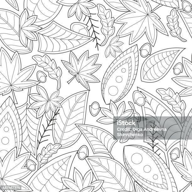 Seamless Black And White Vector Pattern For Adult Coloring Book Stock Illustration - Download Image Now