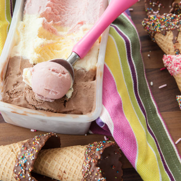 istock Ice cream and waffle tusses 687491764