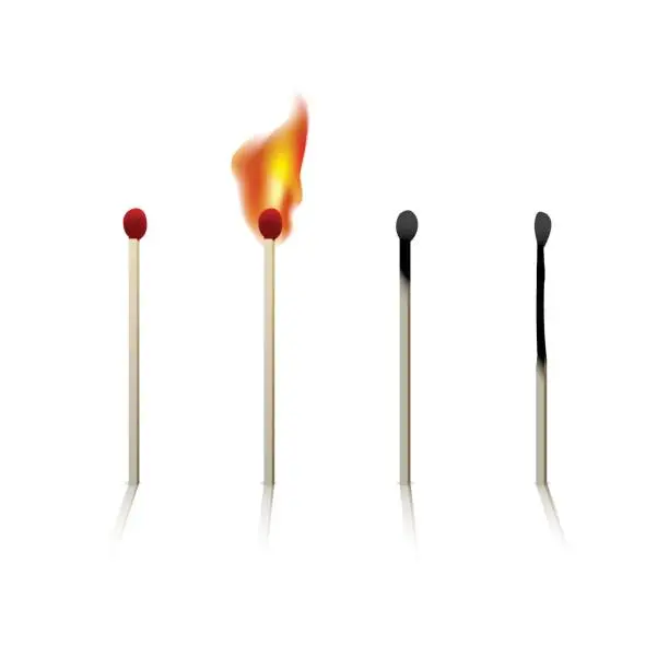 Vector illustration of matchsticks and burning