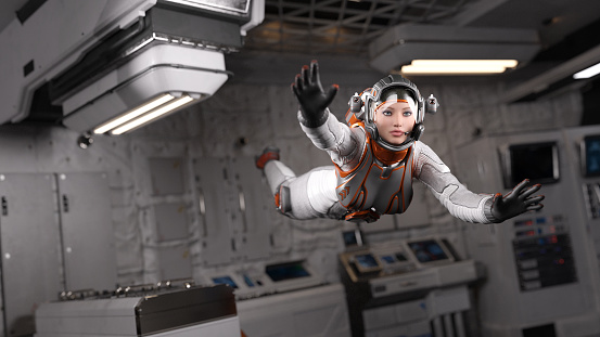 Semi-realistic, female astronaut