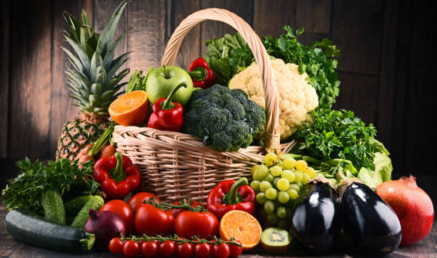 istock Assorted raw organic vegetables and fruits 687502190