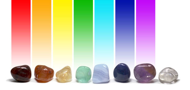 tabela de cores de cristais cura chakra - chi energy - fotografias e filmes do acervo