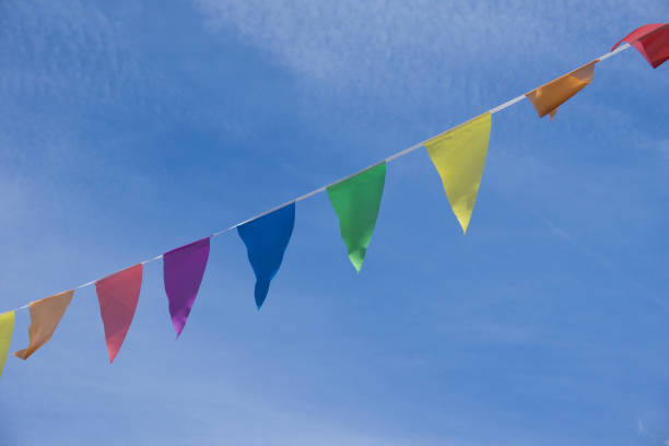 istock Holiday, Party Flags Garland. Blue Summer Sky. 687504706