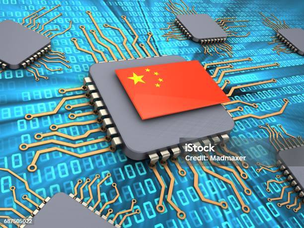 3d Computer Chips Stock Photo - Download Image Now - China - East Asia, Technology, Computer Chip