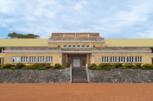 parade grounds and former army barracks building at north fort in north head sanctuary of manly new south wales australia