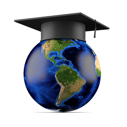Graduation cap on Globe