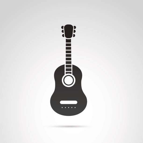 Guitar icon isolated on white background. Vector art: guitar shape. guitar icons stock illustrations
