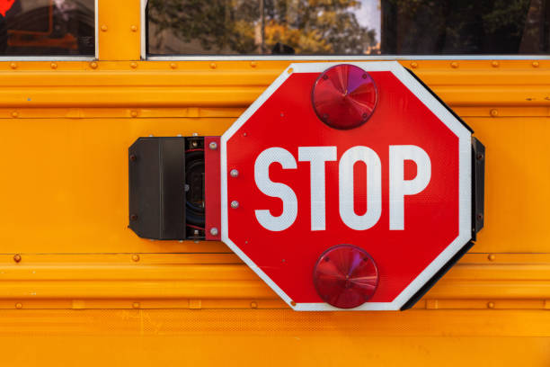 istock stop sign at a school bus in NYC 687554446