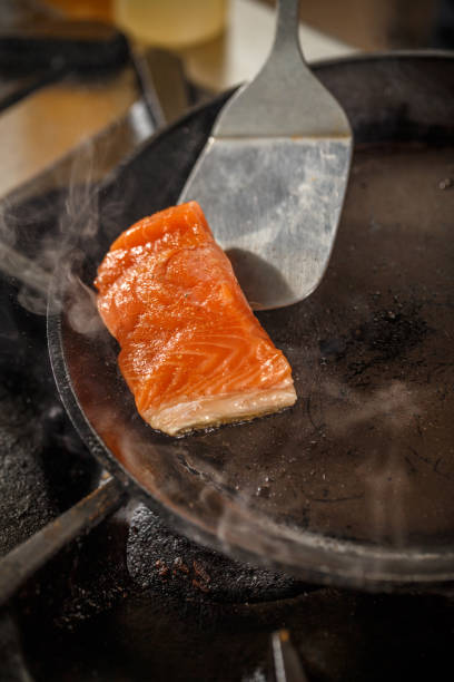 istock Salmon in the frying pan 687563858