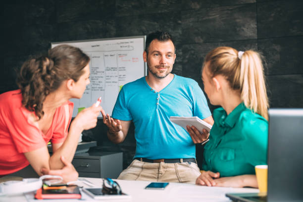 istock Group of people having meeting in the office 687576428